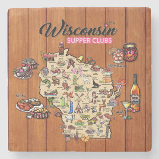 Marble Coaster - Wisconsin Supper Club Map