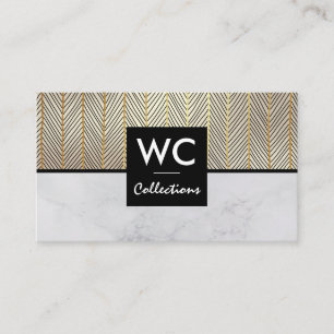Marble Colour Block Gold Lines Business Card
