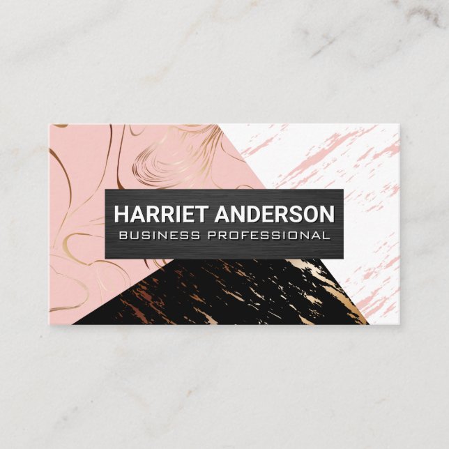 Marble Colour Blocks | Modern Trendy Business Card (Front)