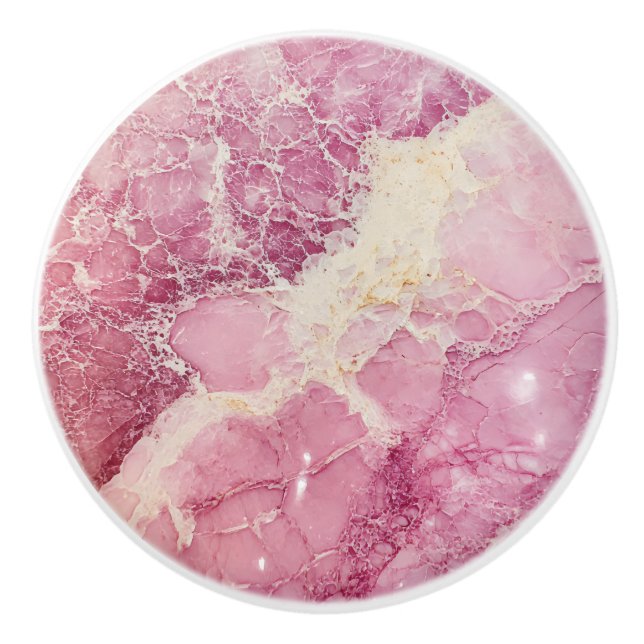 Marble Colour Pink Pattern Ceramic Knob (Front)