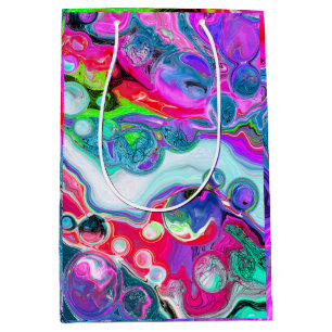 Marble Colourful Fluid Art  Birthday Medium Gift Bag