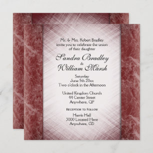 Marble Columns Reception Area Wine Wedding Invitation