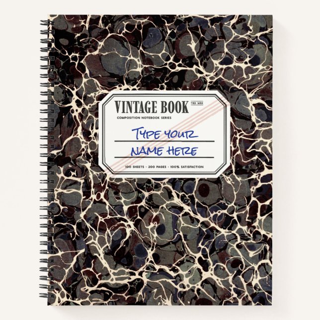 Marble Composition Notebook Black Custom Label (Front)
