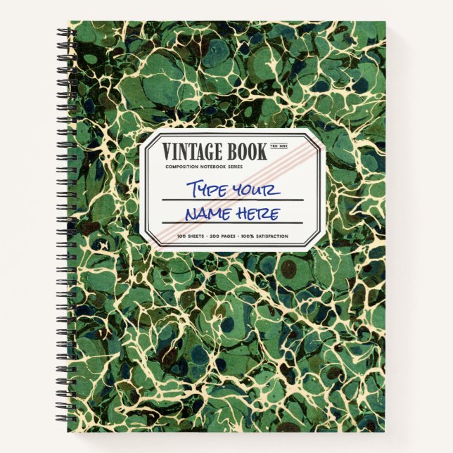Marble Composition Notebook Green Custom Label (Front)
