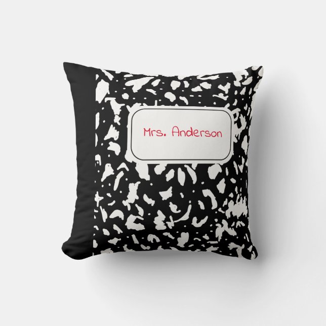 Marble Composition Notebook Personalised Cushion (Front)