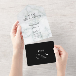 Marble Concrete Grey All In One Invitation