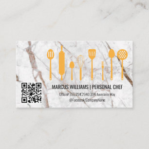 Marble Cooking Utensils QR Scan Label Business Card