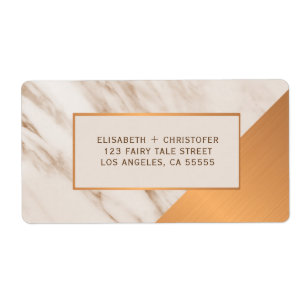 Marble copper geometric wedding return address