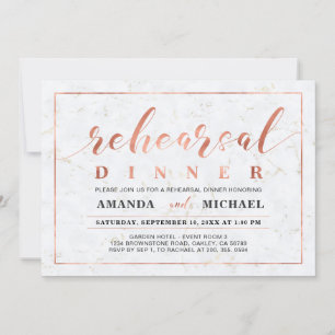 Marble & Copper   Modern Wedding Rehearsal Dinner Invitation