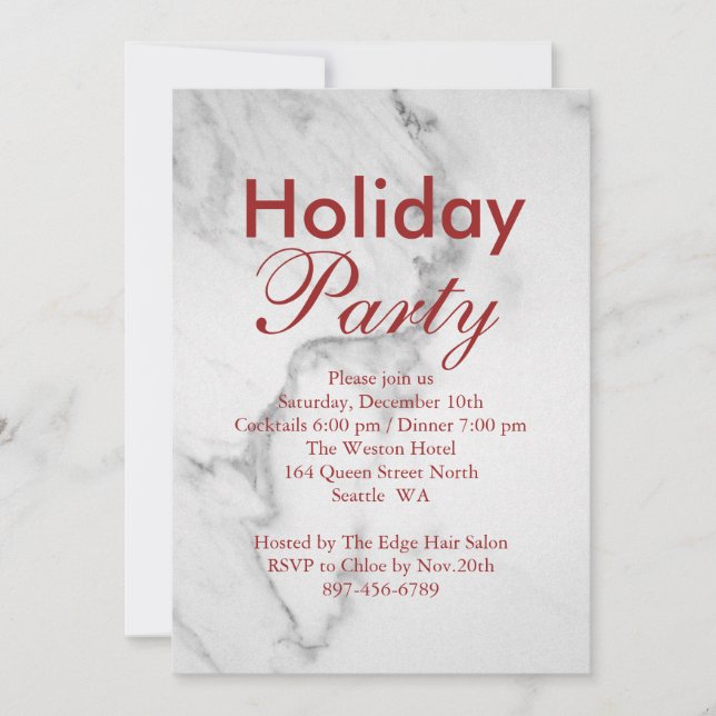 Marble Corporate Holiday Party Invitation - red (Front)