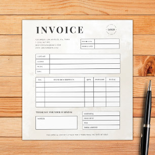 Marble Custom Logo Small Business Invoice Receipt Notepad