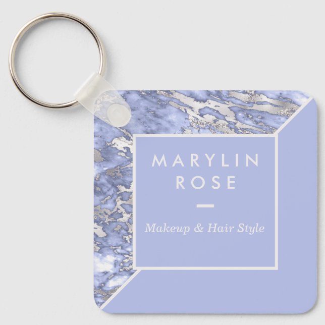 MARBLE CUSTOMIZABLE SQUARE BUSINESS CARD KEY RING (Front)