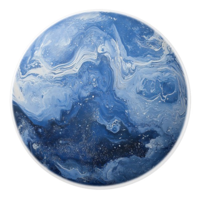 Marble Deep Blue Ceramic Knob (Front)