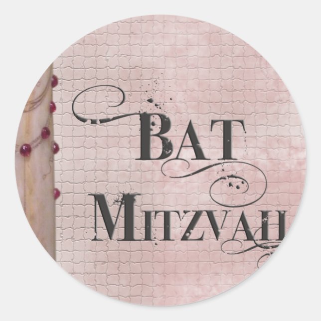 Marble design Bat Mitzvah Classic Round Sticker (Front)