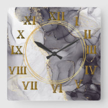 Marble design roman numeral wall clock