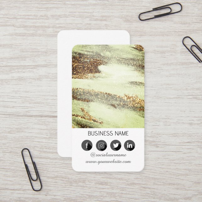 Marble design -Social Media QR Code  Business Card (Front/Back In Situ)