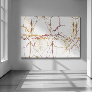 Marble designed Gold maroon with four branches Canvas Print