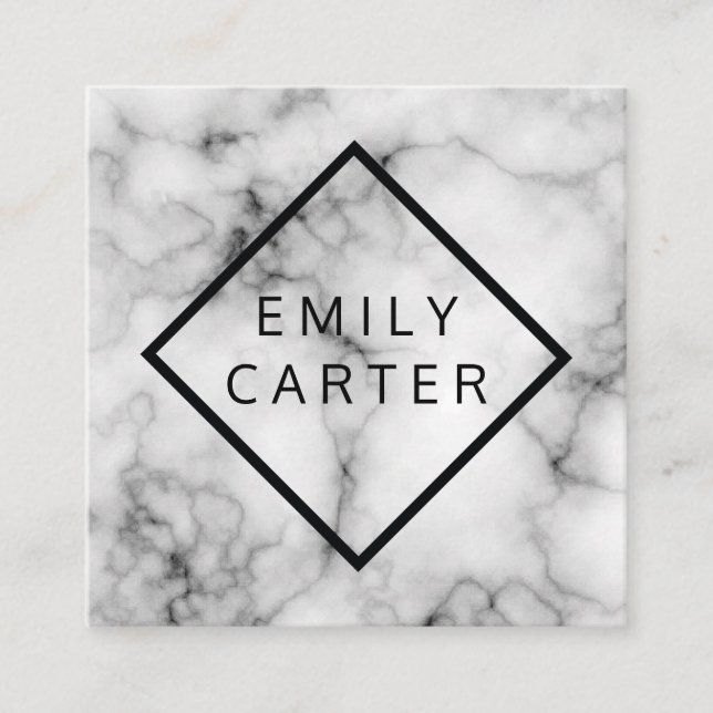 Marble Diamond Border Square Business Card (Front)