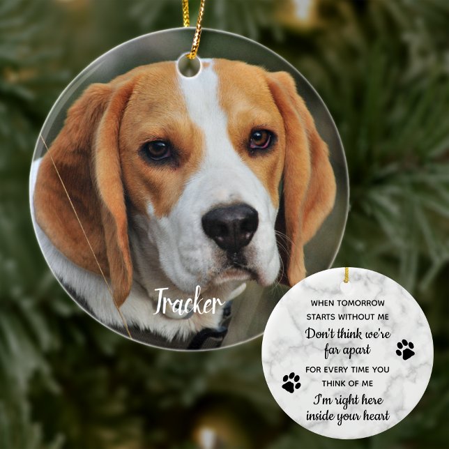 Marble Dog Photo Remembrance Quote Pet Memorial Ceramic Tree Decoration (Creator Uploaded)
