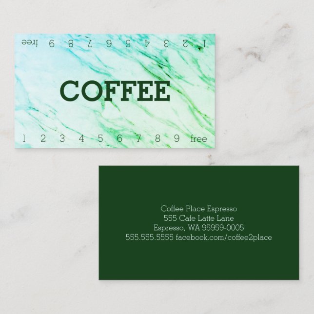 Marble Double Number Loyalty Coffee Punch-Card (Front/Back)