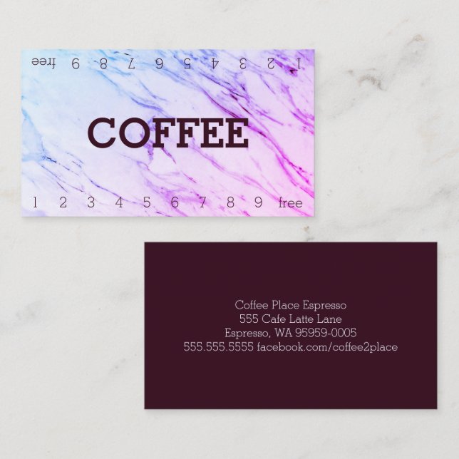 Marble Double Number Loyalty Coffee Punch-Card Card (Front/Back)