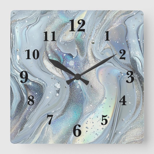 Marble Dreams in Blue Square Wall Clock (Front)