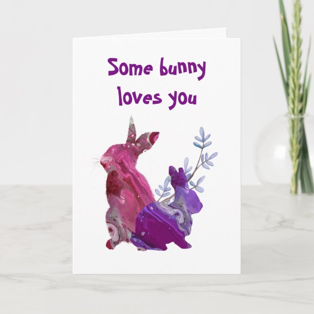 Marble  Easter Spring Some Bunny Loves You Holiday Card (Front)