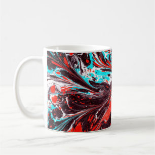 marble ebru colourful acrylic pouring pattern back coffee mug