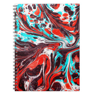 marble ebru colourful acrylic pouring pattern back notebook
