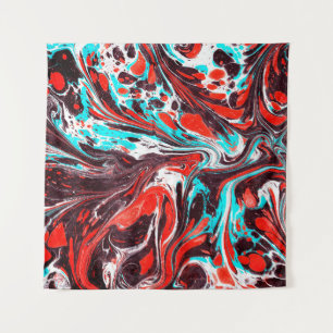 marble ebru colourful acrylic pouring pattern back tapestry