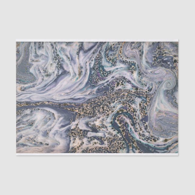 Marble Effect Blue Luxury Gift Wrap Tissue Paper (Front)