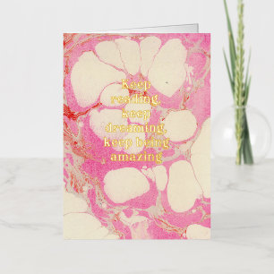 Marble-Effect Bookish Folded Foil Greeting Card