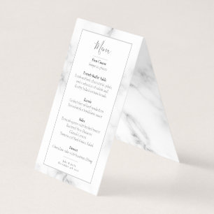 Marble effect petals wedding reception menu
