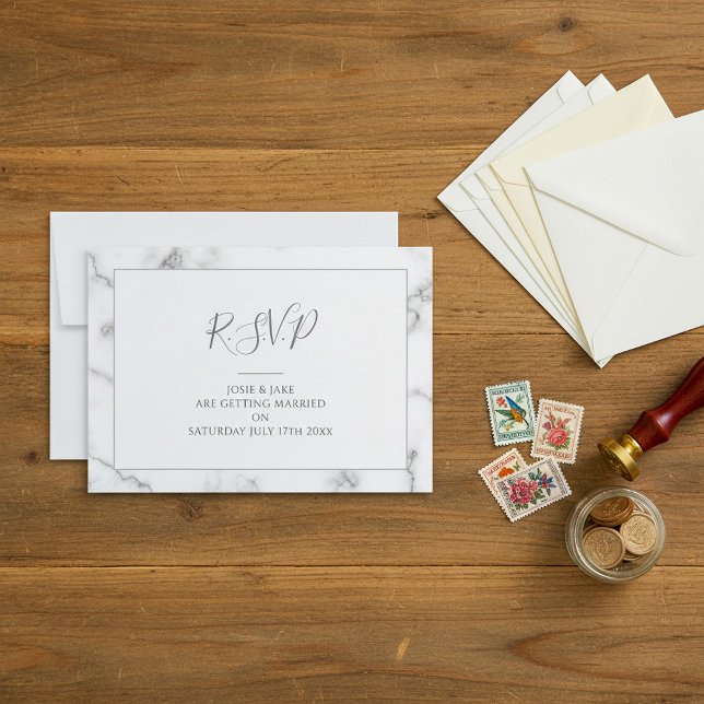 Marble effect RSVP card with message (Marble effect RSVP card)