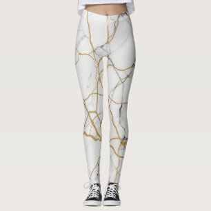 Marble Effect with Gold Veins Leggings