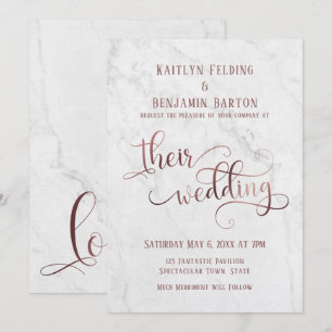 Marble, Elegant Rose Gold Typography Their Wedding Invitation