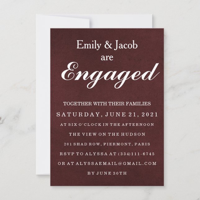 Marble Elegant Wedding Engagement Invitation (Front)