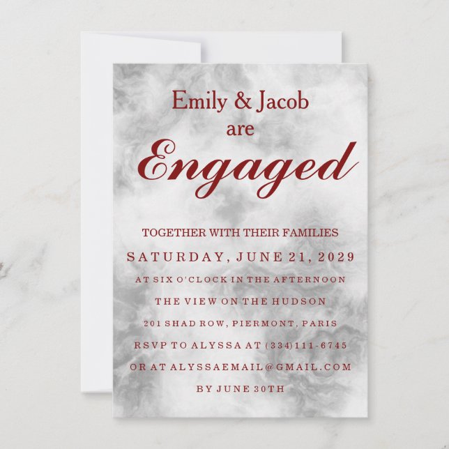 Marble Elegant Wedding Engagement Invitation (Front)