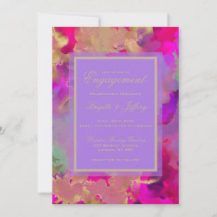 Marble engagement purple, gold, pink custom save the date