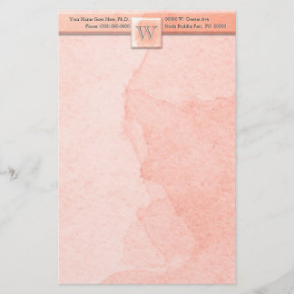 Marble Etched Monogram (Pink) Stationery