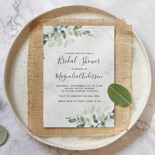 Marble Eucalyptus Bridal Shower Invitation