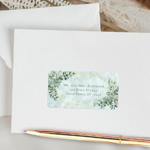 Marble Eucalyptus Greenery Gold Geometric Wedding Label
