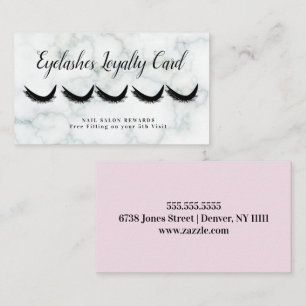 Marble Eyelashes Reward Loyalty Pink Business Card