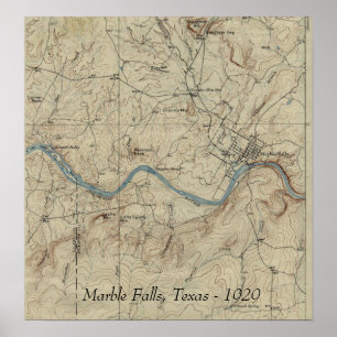 Marble Falls Texas Vintage Map 1929 Poster
