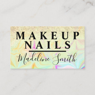   Marble Faux Glitter Holograph Makeup Artist Nail Business Card
