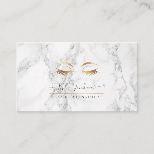 MARBLE FAUX GOLD EYE LASHES BUSINESS CARD (Front)