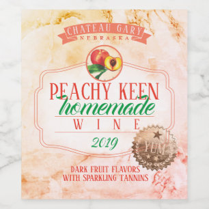 Marble faux gold seal homemade PEACH personalised Wine Label