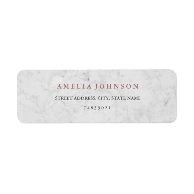 Marble Faux Rose Gold Address Label (Front)