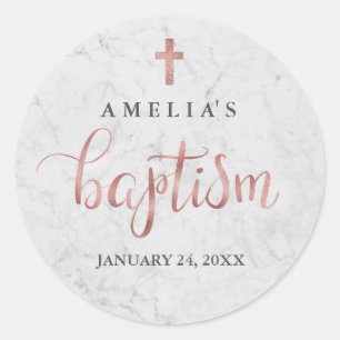 Marble Faux Rose Gold Baptism Sticker