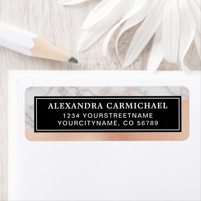 Marble Faux Rose Gold Return Address Label (Insitu)